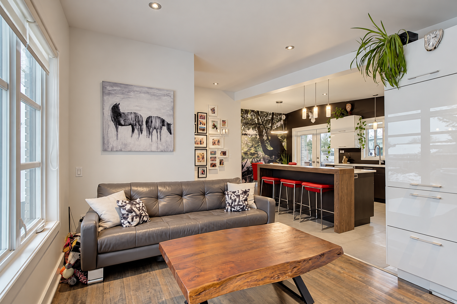 Salon ouvert sur la cuisine — Saint-Bruno.